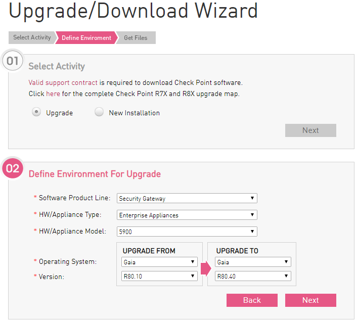 Check Point Upgrade/Download Wizard