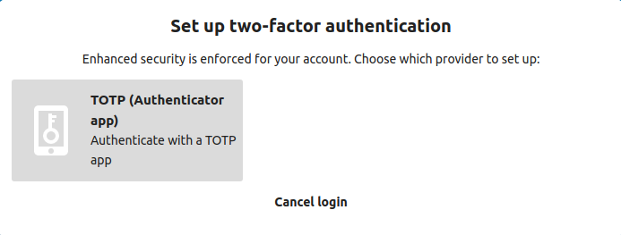 Set up two factor authentication