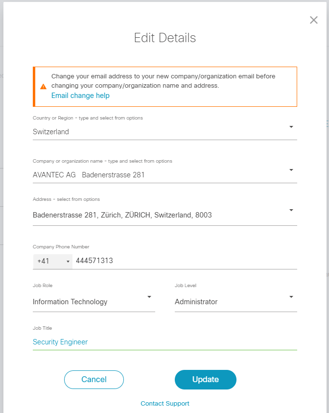 Cisco Smart Account Edit Details